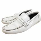 ショッピングヴィトン ルイヴィトン LOUIS VUITTON モノグラム ドライビングシューズ デッキローファー 革靴 レザーシューズ 7.5 26cm 白 ホワイト ■IBO90