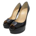 クリスチャンルブタン 美品 パンプス オープントゥ ハイヒール ピンヒール ウェッジソール プラットフォーム 35 22cm 黒 ブラック