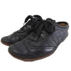 エルメス HERMES Hロゴ エブリン スニーカー 革靴 パンチング シューズ 靴 レザー 皮革 36 黒 ブラック  ■IBO91 レディース