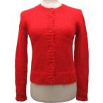 クレージュ courreges モヘアカーディガン ニット クルーネック ローゲージ 長袖 モヘア 38 赤 レッド EVFAA-23089 ■IBO91 レディース
