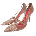 ヴァレンティノ ガラヴァーニ ロックスタッズ パンプス ポインテッドトゥ ハイヒール ピンヒール ビジュー 38 25cm ピンクベージュ