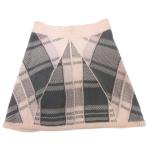 フェンディ FENDI フレアスカート ニットスカート ひざ丈 チェック柄 コットン 40 ピンク グレー FZ7165 AW9 レディース