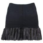 フェンディ FENDI タイトスカート ファースカート ひざ丈 フレア 38 ダークネイビー レディース