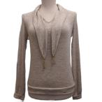 ルイヴィトン LOUIS VUITTON ニット セーター ボウタイ 長袖 ロゴチャーム 金具 ウール S ベージュ WLTS02WTC ■WY レディース