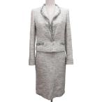 サルヴァトーレフェラガモ スカートスーツ セットアップ フォーマル ツイードジャケット タイトスカート ブレザー 1B ミモレ 40