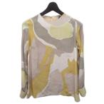 サルヴァトーレフェラガモ シルクブラウス シャツ 長袖 総柄 絹 シルク100% 38 黄 イエロー ベージュ マルチカラー ■IBO91 レディース