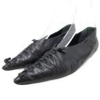  Jil Sander JIL SANDERba Rely naBALLERINA балетки плоская обувь po Inte dotu вязаный 24.5cm чёрный черный 