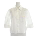 マルニ MARNI 23SS CAMA0533S1 ポケットロゴ刺繍クロップドシャツ 七分袖 40 白 ホワイト /MF ■OS レディース