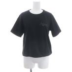 フェンディ FENDI ロゴ刺繍 Tシャツ コットン 半袖 M 黒 ブラック FS7389 /HS ■OS レディース