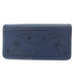 ショッピングバレンシアガ バレンシアガ BALENCIAGA クラシックブラックアウト 長財布 二つ折り パンチング加工 レザー 紺 ネイビー 443520