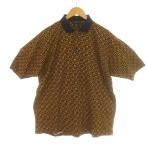 グッチ GUCCI ポロシャツ 半袖 ビット金具 総柄 チェーン XL 茶 ブラウン 紺 ネイビー /IR ■GY18 メンズ