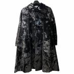 ブラックコムデギャルソン BLACK COMME des GARCONS ペンキラバープリントベロアPコート ラグランスリーブ 丸襟 ジャケット XS ブラック 1B