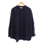 グラフペーパー Graphpaper Oxford Oversized Band Collar Shirt オックスフォート?バンドカラーシャツ 長袖 無地 F 紺 ネイビー GM211-501