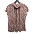 グッチ GUCCI ヴィンテージ シルクシャツ スキッパー 半袖 絹 花柄 総柄 クレストタグ 42 M ベージュ /AO23 ■GY18 レディース
