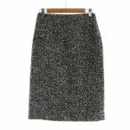プラダ PRADA ツイードスカート ミドル ジップフライ タイト 38 S 黒 ブラック 白 ホワイト ■GY19 /MQ レディース