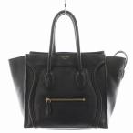 セリーヌ CELINE ラゲージマイクロショッパー トートバッグ ハンドバッグ レザー 黒 ブラック /AN2 ■OH レディース