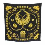  Hermes HERMES Calle 90 LES CAVALIERS D'OR желтый золотой. рыцарь шарф Logo общий рисунок чёрный черный Gold цвет /BB #OH