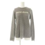 ミュウミュウ miumiu 23AW ウール カシミヤ ロゴセーター ニット 長袖 36 グレー MML808 /DF ■OS ■SH レディース