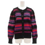 ショッピングイヴサンローラン イヴサンローラン YVES SAINT LAURENT カーディガン ニット ウール 長袖 厚手 ラメ M マルチカラー ボーダー 総柄 /GV ■GY47 レディース