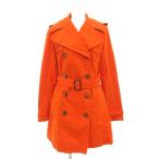 バーバリー BURBERRY トレンチコート ベルト エポレット ミドル ハーフ丈 4 XS オレンジ /AE ■GY47 レディース