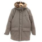 バーバリーブラックレーベル BURBERRY BLACK LABEL ダウンジャケット フォックスファー フード ロゴ刺繍 M グレージュ /AE ■GY47 メンズ