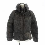 ショッピングフェラガモ サルヴァトーレフェラガモ Salvatore Ferragamo ダウンジャケット レオパード アニマル 総柄 ガンチーニ シルバー金具 44 XL グレー 茶