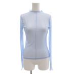 ショッピングzara ザラ ZARA 美品 Tシャツ カットソー M 水色 ライトブルー 長袖 シアー /AE レディース