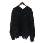 未使用品 ボッテガヴェネタ BOTTEGA VENETA クロスライン Vネック ニット セーター ウール L 黒 ブラック 702070 V1ZH0