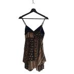 アリスオリビア alice + olivia ワンピース キャミワンピ ミニ 花柄 パッチワーク シルク 0 黒 ブラック■TC