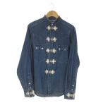 ロックマウント ROCKMOUNT Ranch Wear ウエスタンシャツ デニム ダンガリー バンドカラー 長袖 ワンポイント