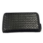 ボッテガヴェネタ BOTTEGA VENETA 長財布 イントレチャート ラウンドファスナー 黒 ブラック ■WGA メンズ