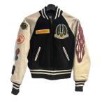 グラッドニュース glad news スタジャン スタジアムジャケット ワッペン ブルゾン レザー ブラック ホワイト M位 ■WGA レディース