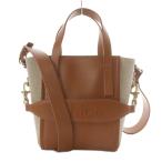 クロエ CHLOE SENSE SMALL TOTE トートバッグ ショルダーバッグ 2way 斜め掛け カーフスキン リネンキャンバス キャメル CHC23AS425L16 247