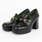 グッチ GUCCI ホースビット ヒール ローファー パンプス レザー 572228 36 23cm 黒 ブラック レディース