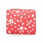 ケイトスペード KATE SPADE 二つ折り財布 ホック 小銭入れ有り PVC 桜柄 レッド ピンク /UO レディース