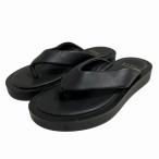 ザラ ZARA HOME 美品 トングサンダル シューズ コントラストレザー 黒 ブラック 37 約24cm レディース