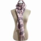 バーバリー BURBERRY マフラー ストール ノバチェック カシミヤ100% フリンジ ピンク ■WY レディース