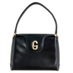 グッチ GUCCI オールドグッチ ヴィンテージ ハンドバッグ フォーマル ターンロック Gロゴ レザー 皮革 ゴールド金具 黒 ★AA☆