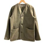 ユニクロ UNIQLO 極美品 フリース カーディガン ノーカラージャケット ブルゾン ベージュ L メンズ レディース