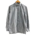 インディビジュアライズドシャツ INDIVIDUALIZED SHIRTS コットンシャツ 長袖 ボーダー カジュアル グレー 白 ホワイト 15-32 約M メンズ