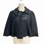 プラダ PRADA ジャケット ケープコート リボン 黒 ブラック 38 約M IBO71 レディース