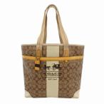 コーチ COACH シグネチャー トートバッグ ハンドバッグ ヘリテージストライプ PVC ロゴ 切替 茶 ブラウン 11351 /FT ■GY27 レディース