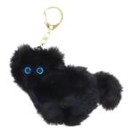  кольцо для ключей очарование .. мех кошка черный f линзы Hill 