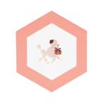  поздравительная открытка сообщение карта DOG'S Party!..ROKKAKU CARD пудель Futaba собака . вдавлено .