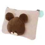 マスコット付き コーデュロイ フラットポーチ ミニポーチ くまのがっこう ジャッキーズティータイム ミントグリーン サンスター文具 プレゼント