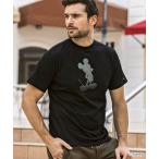 ミッキーマウス グラデーションラインストーン半袖Tシャツ ブラック 1PIU1UGUALE3 RELAX ウノピゥウノウグァーレトレ リラックス