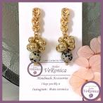 ダルメシアンジャスパーとつぶつぶピアス　ハンドメイド　14K　アレルギー対応　おしゃれ　レディース　ベロニカ