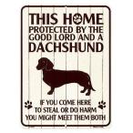  Dux fndo смешанные товары PROTECTED BY THE GOOD LORD AND A DACHSHUND наш магазин S размер american жестяная пластина табличка 