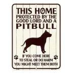 pitobru смешанные товары PROTECTED BY THE GOOD LORD AND A PITBULL наш магазин S размер american жестяная пластина табличка 