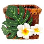 プルメリア＆モンステラ小物入れかご...